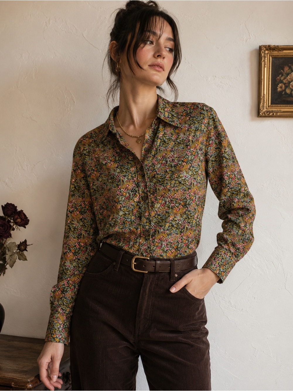 Vintage 70s Novelty Floral Gazebo Print
European Vintage Floral Button Up Top XS